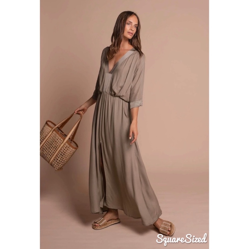 Aura - Elegant Maxi Dress - Olive - L